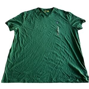 Polo Ralph Lauren V- Neck T- Shirt Men 2X Green With Purple Pony